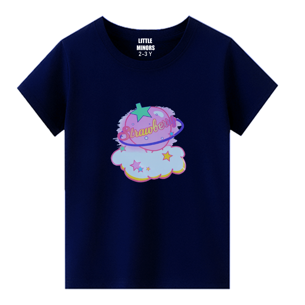 Kids Jersey Cotton Sticker T-Shirt - Blue
