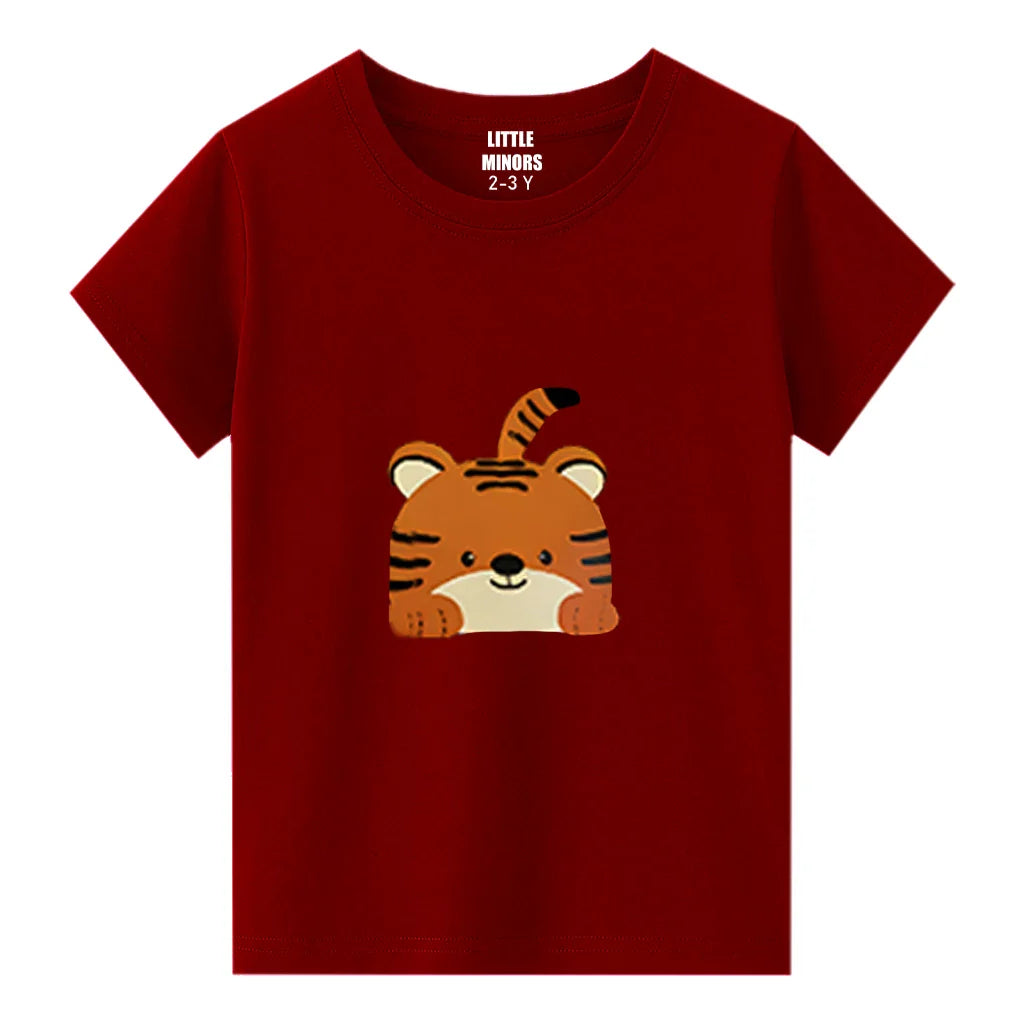 Kids Jersey Cotton Sticker T-Shirt - Red