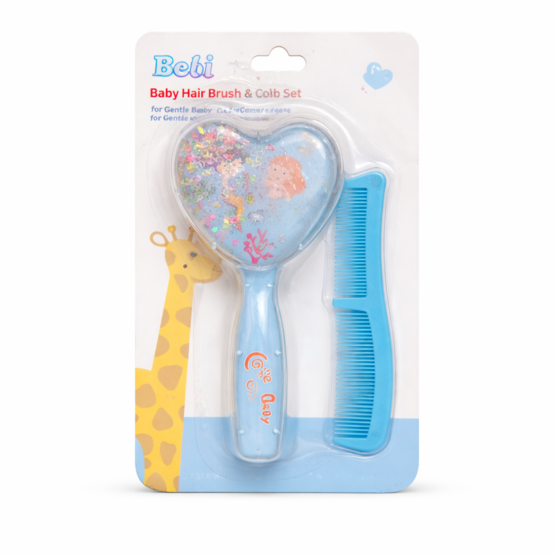 Little Minors baby hair brush and comb set with soft bristles, designed for gentle grooming of newborns.