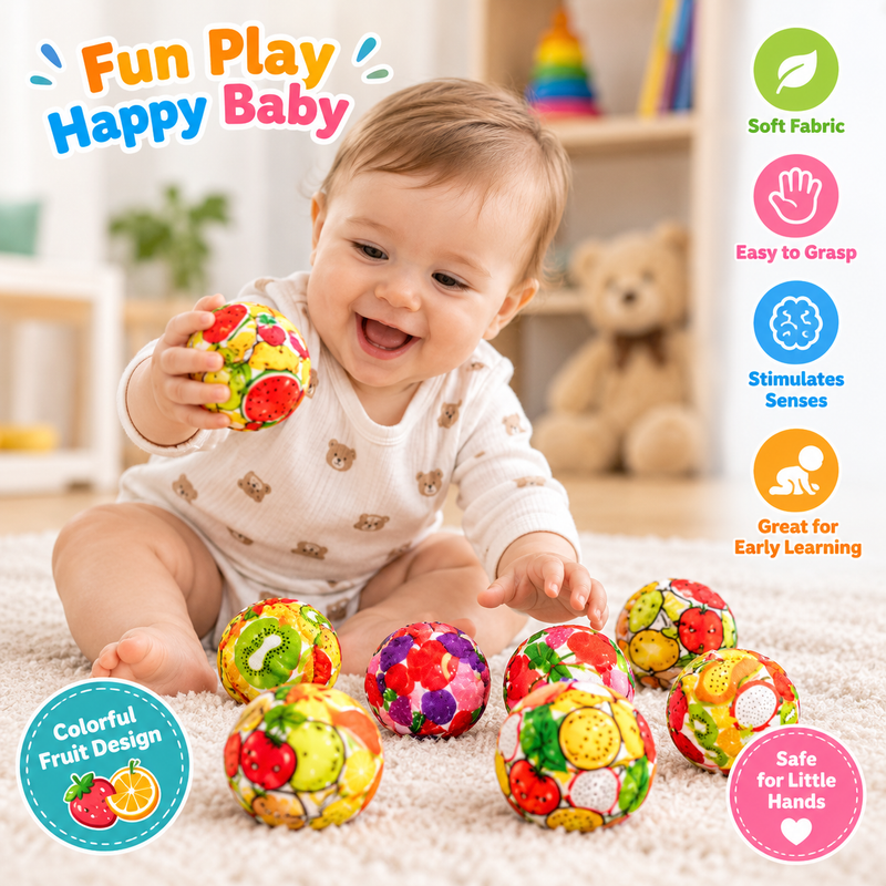Colorful Fruit Print Soft Balls for Kids – Fun Sensory & Play Balls