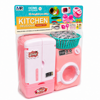 Kids Kitchen Fridge & Washing Machine Pretend Play Set – Pink Cooking Toy Set