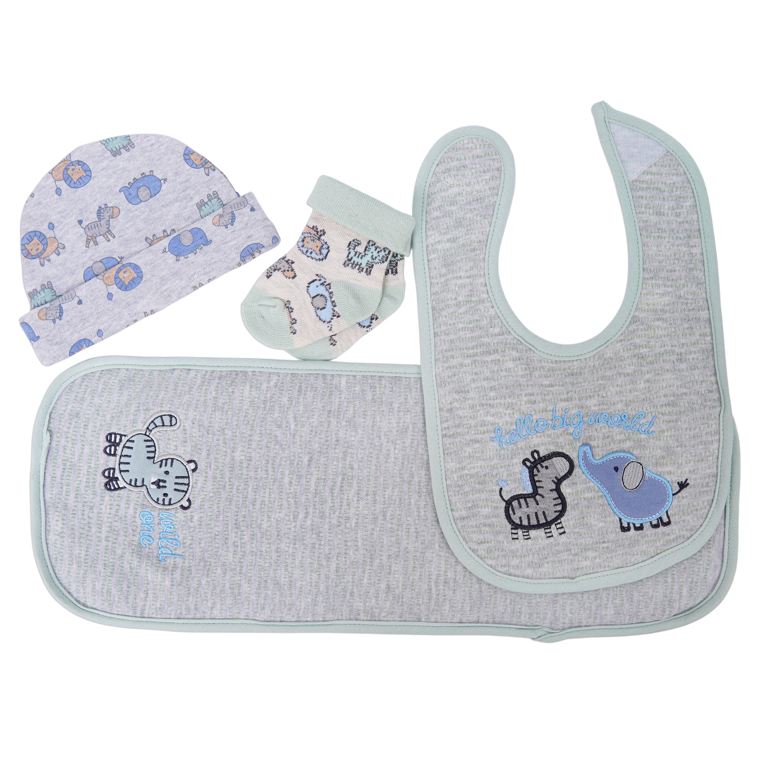 New Born Cap, Bibs and Socks Set