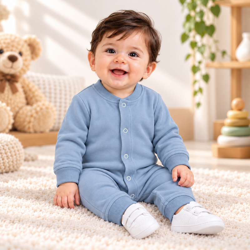 Baby Boys Winter Rompers Pack of 3 Full Sleeve Fleece Rompers