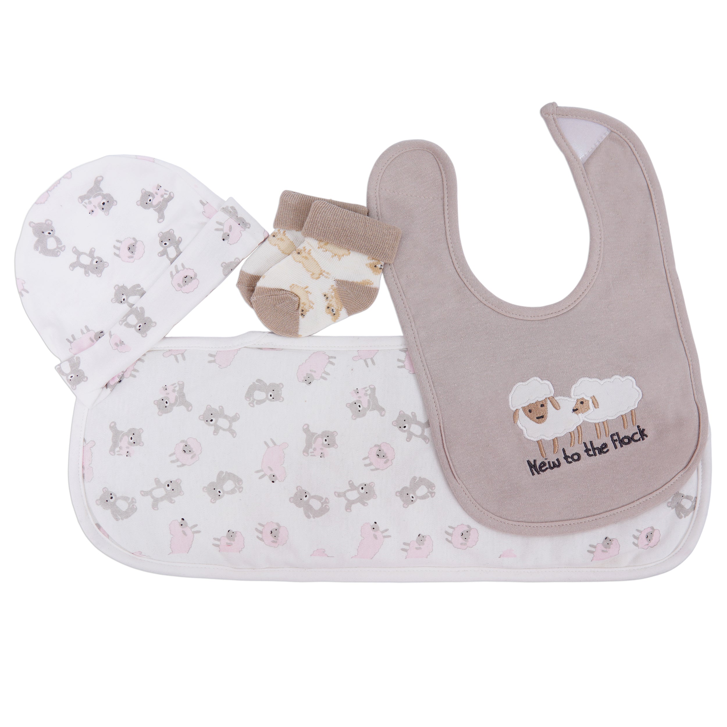New Born Cap, Bibs and Socks Set