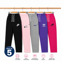 Pack of 5 Girls Jersy Cotton Pink Trouser Soft & Comfortable Casual Trousers Ages 6-11 Years