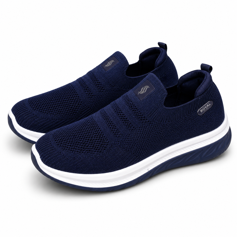 Men’s Navy Blue Knit Slip-On Sneakers Shoes ART