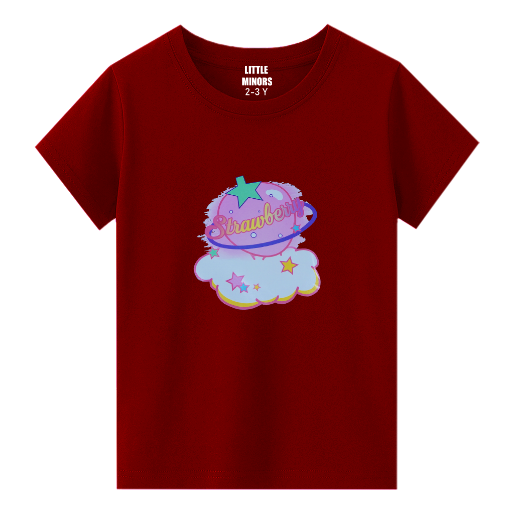 Kids Jersey Cotton Sticker T-Shirt - Red