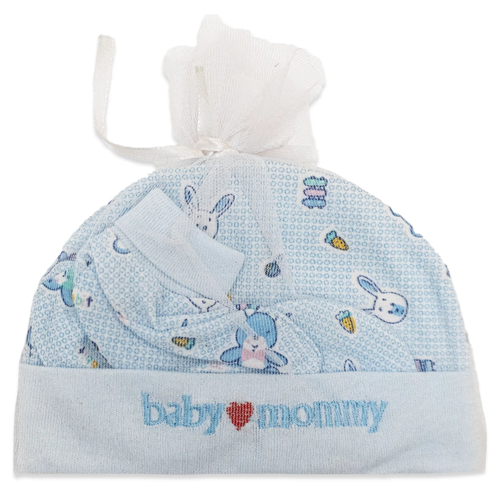 Baby Cotton Cap Set | Soft & Breathable Hat for Newborns and Infants With Mittens and Socks