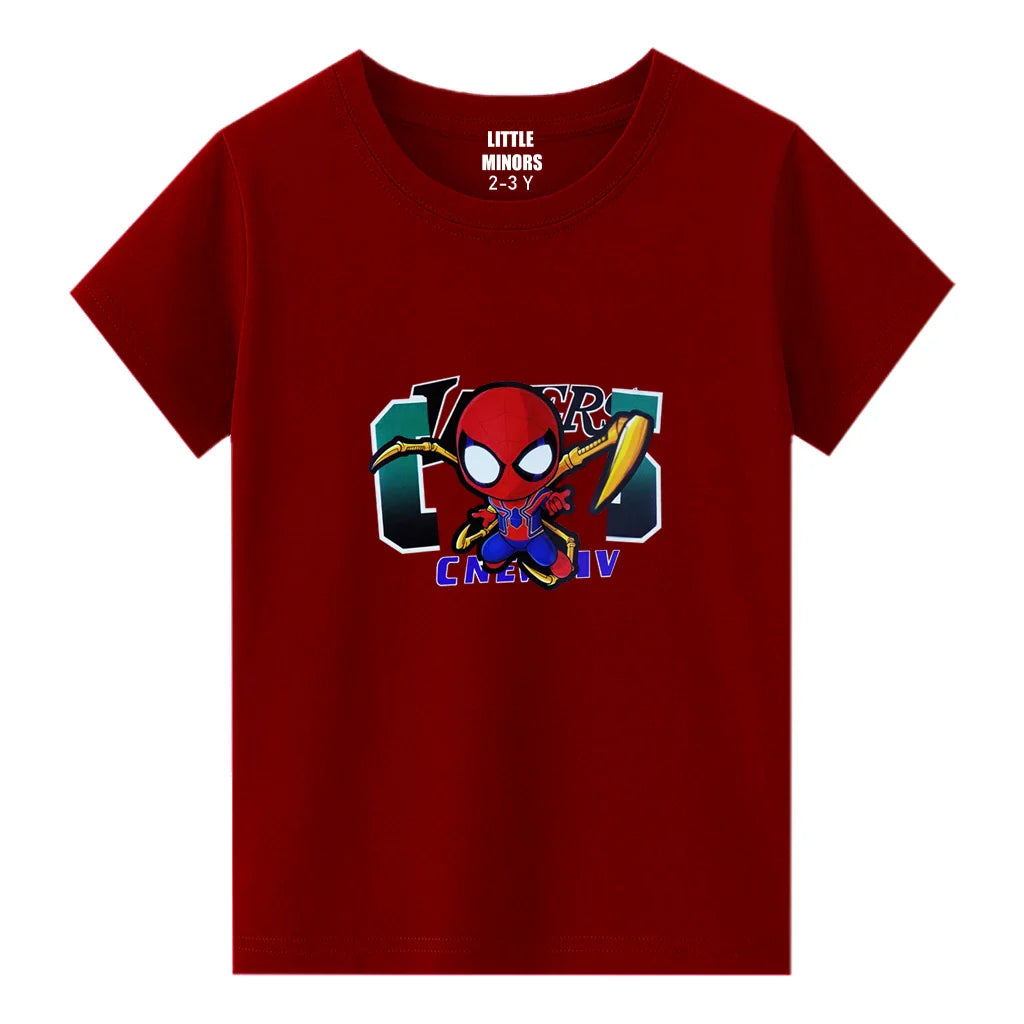 Kids Jersey Cotton Sticker T-Shirt - Red