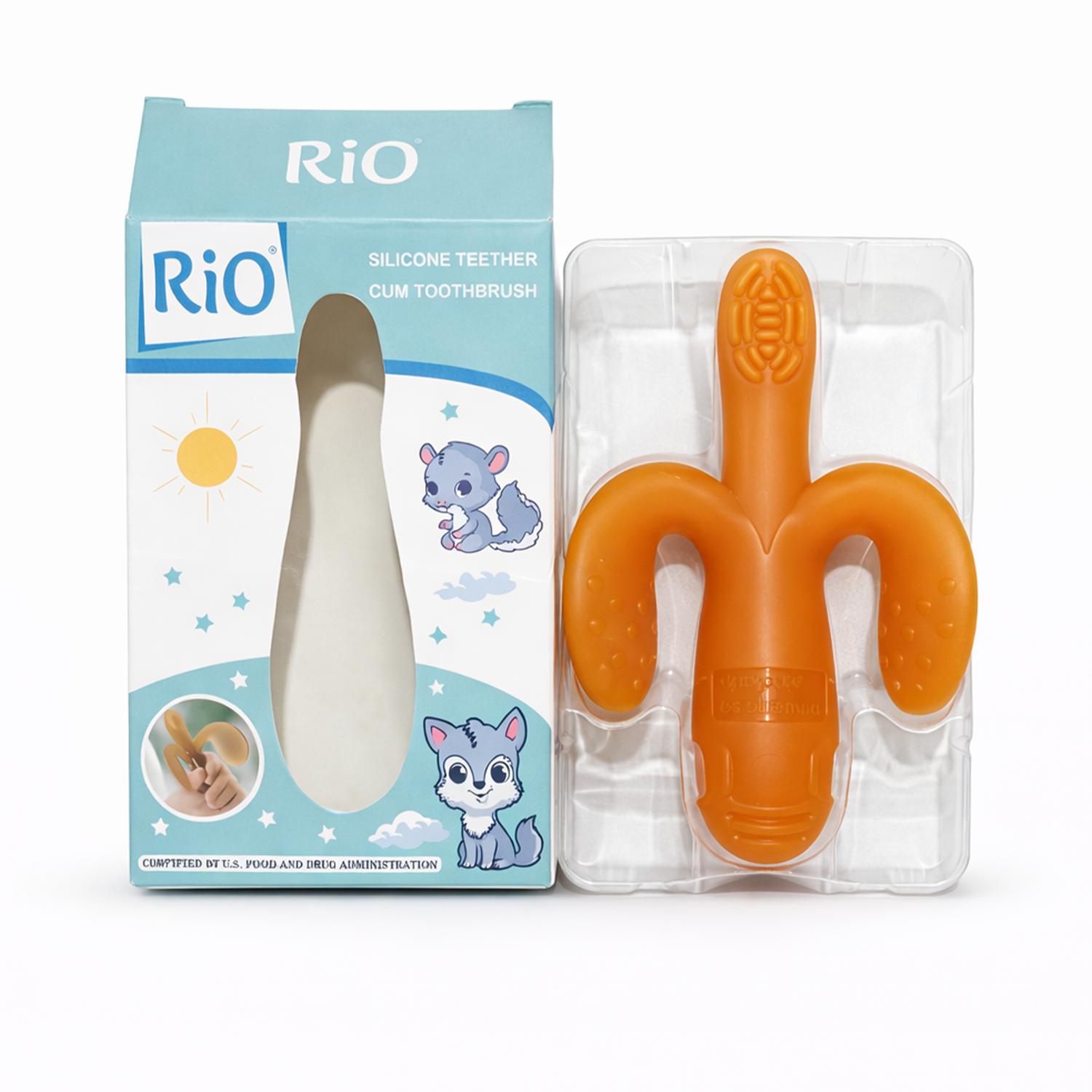 Baby Silicone Teether & Toothbrush – Soft Chewable Teething Soother (BPA Free | 0+ Months)