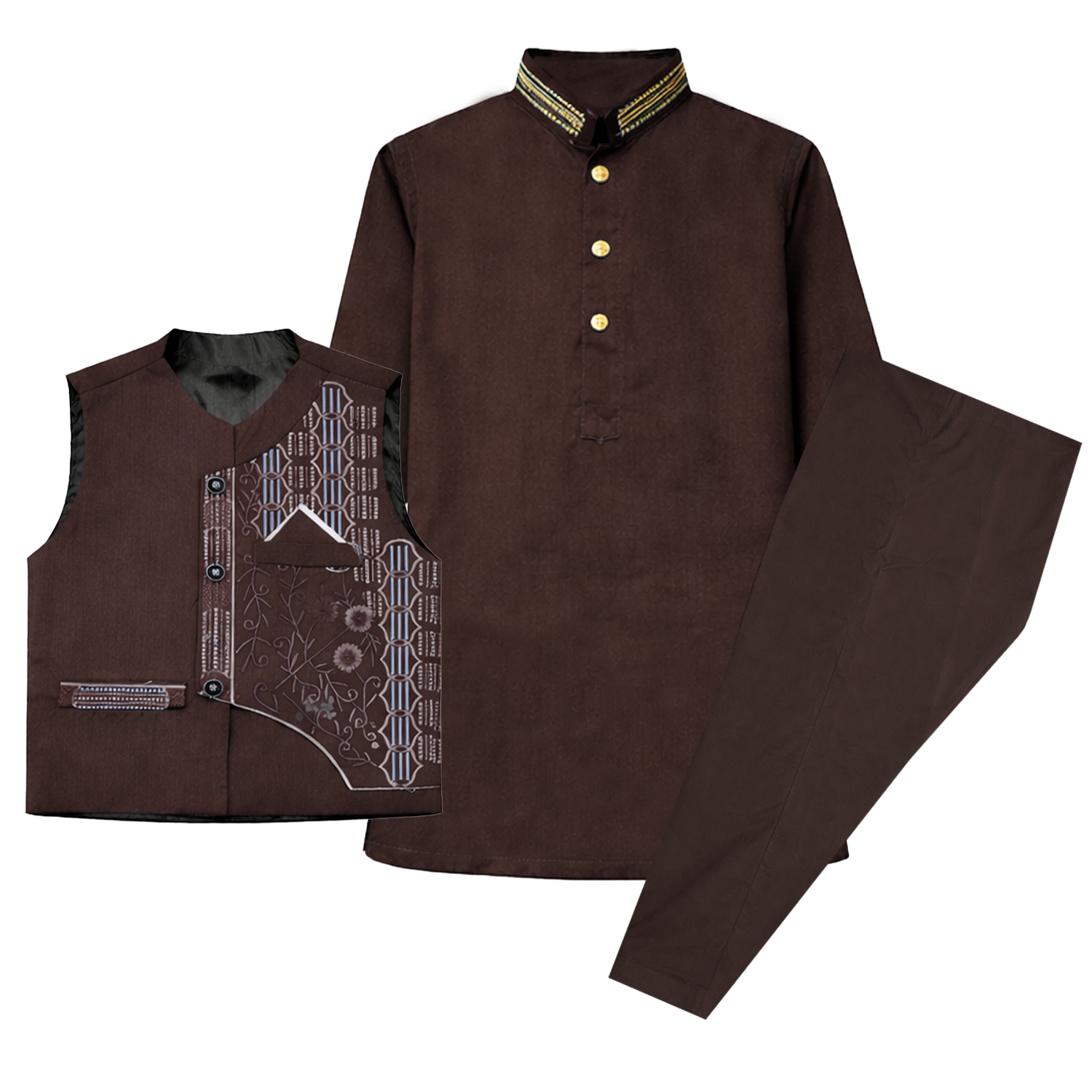 Kids Kurta Pajama with Embroidered Waistcoat – Wedding & Festive Suit for Boys