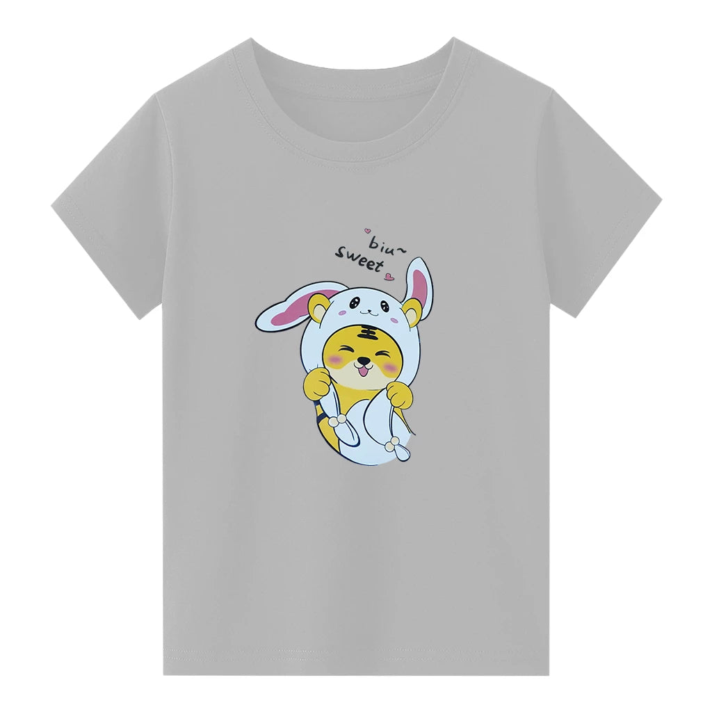 Kids Jersey Cotton Sticker T-Shirt - Gray