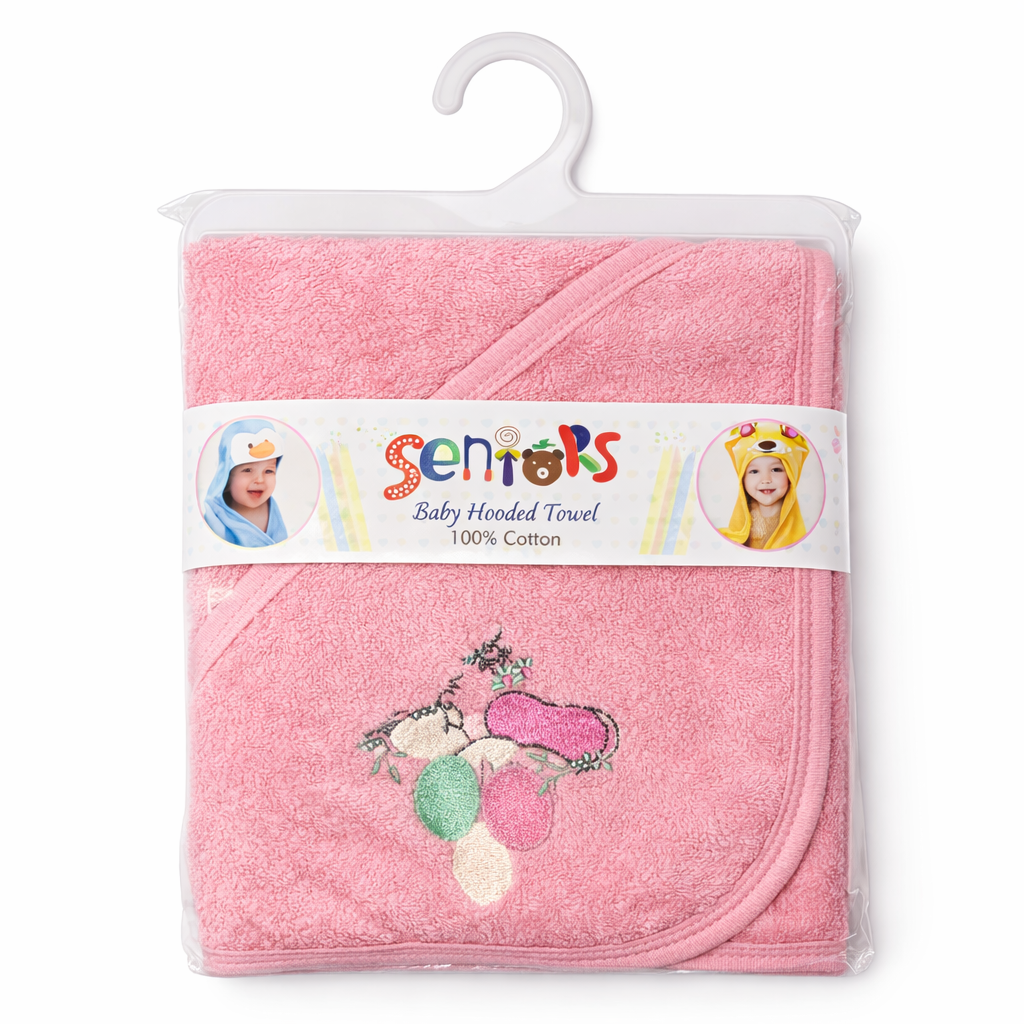 Baby hooded towel from Little Minors, made of 100% cotton, featuring an ultra-soft, plush design with a hooded bath wrap for newborns.