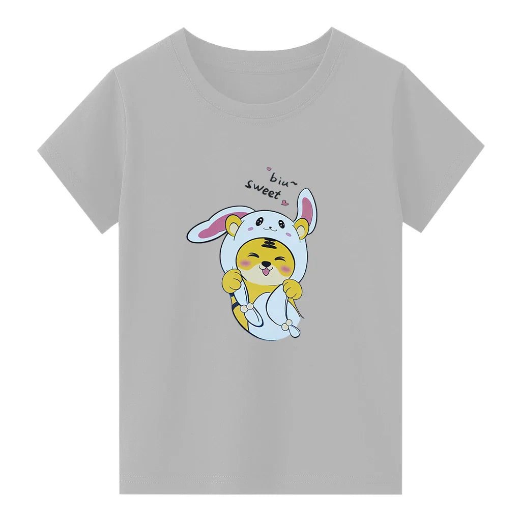 Kids Jersey Cotton Sticker T-Shirt - Gray