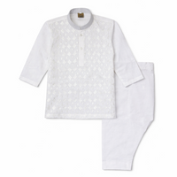 Little Minors boys embroidered kurta and shalwar set, traditional kids' Eid and wedding wear with intricate embroidery.