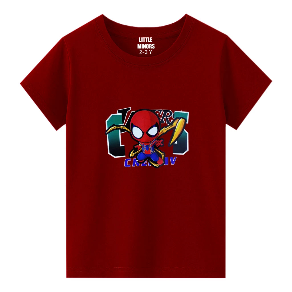 Kids Jersey Cotton Sticker T-Shirt - Red