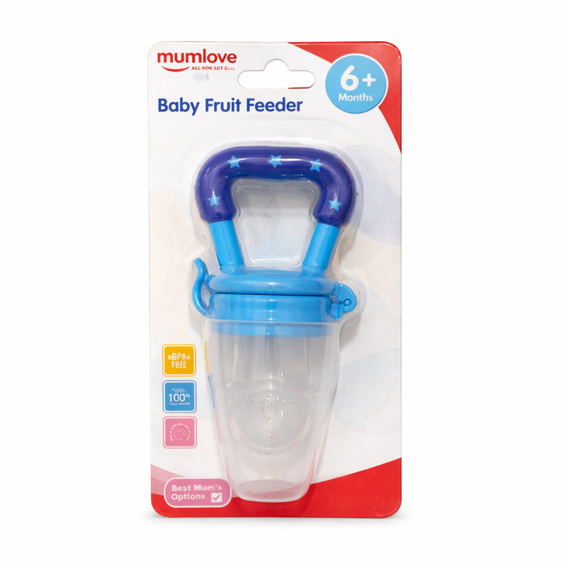 Little Minors silicone baby fruit feeder with soft, BPA-free silicone and easy grip for babies 6 months and older.