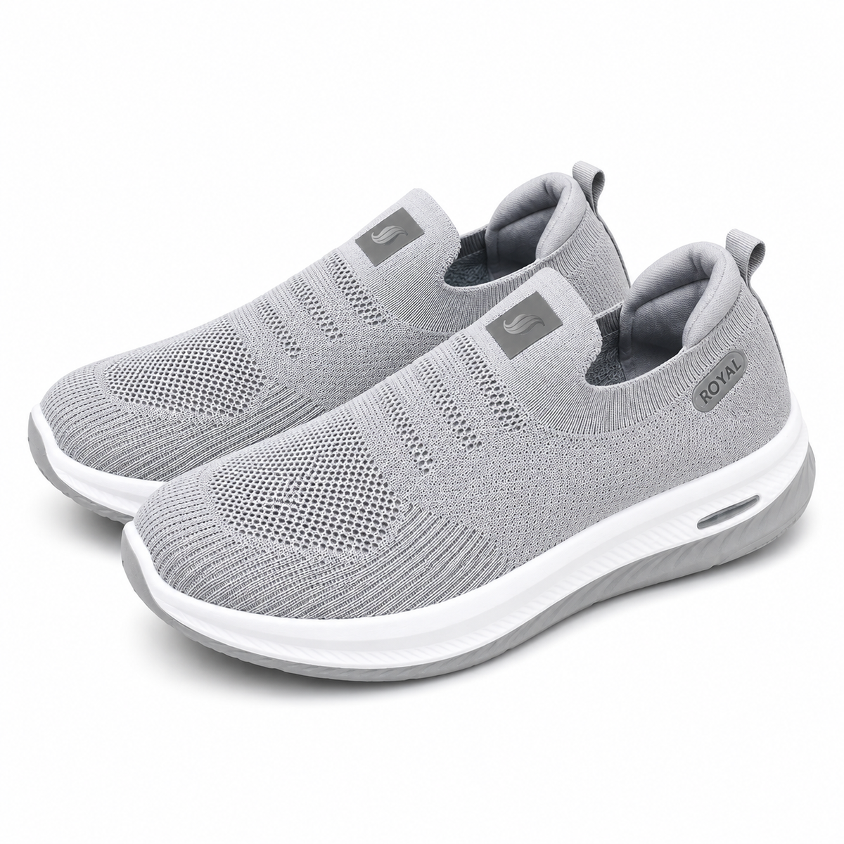 Men’s Grey Knit Slip-On Sneakers Shoes ART