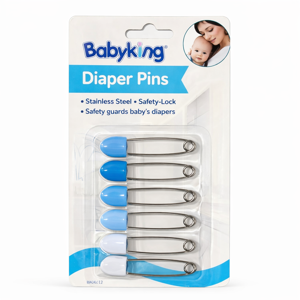 Baby Safety Diaper Pins Stainless Steel | Secure Lock | Multi-Color Set
