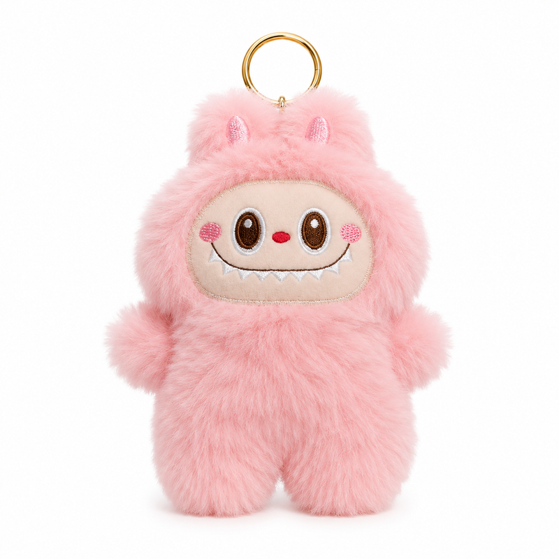 Cute Plush Monster Keychain – Soft Furry Bag Charm for Kids