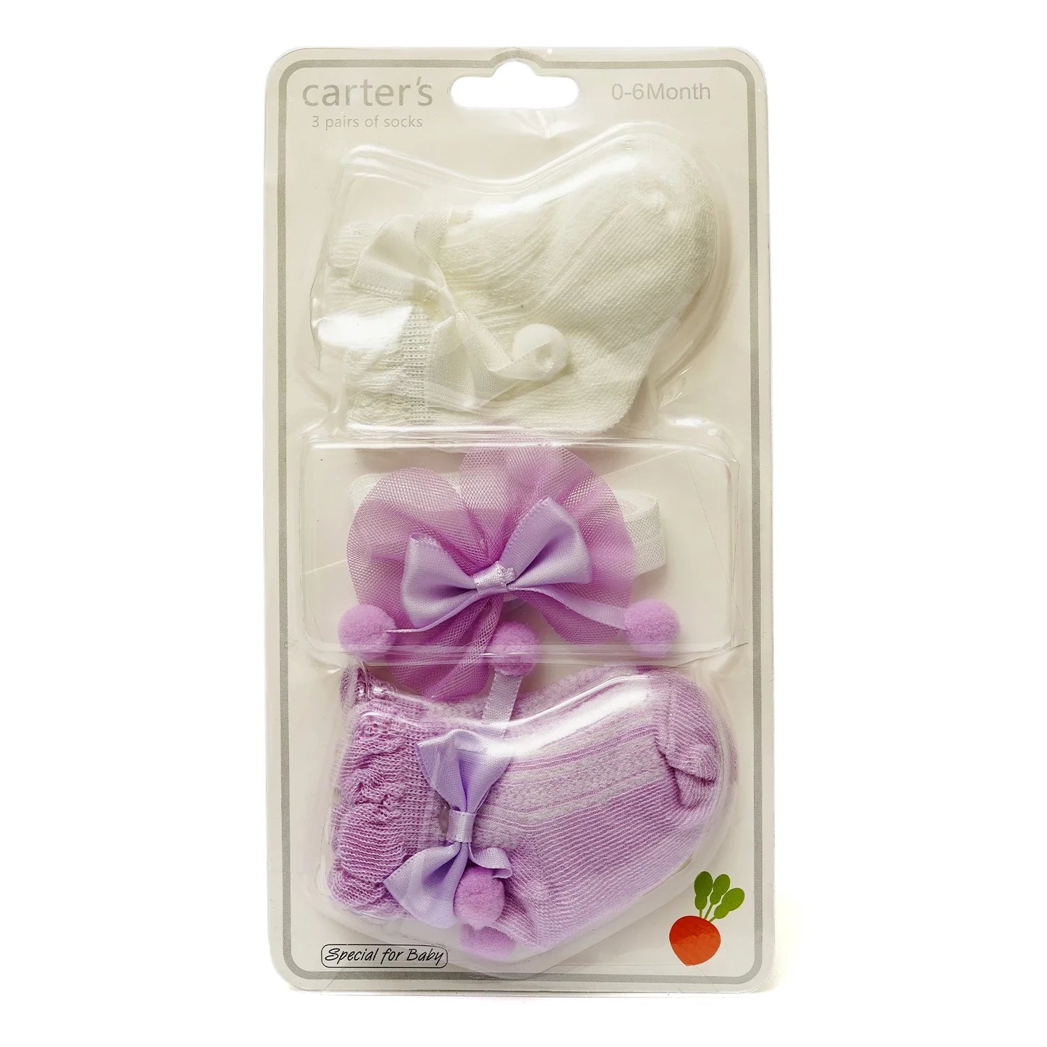 Baby Socks Pack of 3 with Matching Headband
