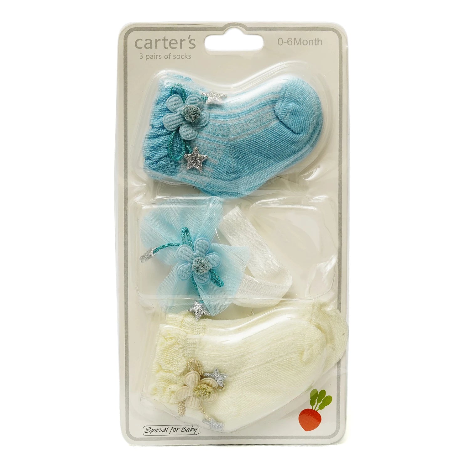Baby Socks Pack of 3 with Matching Headband