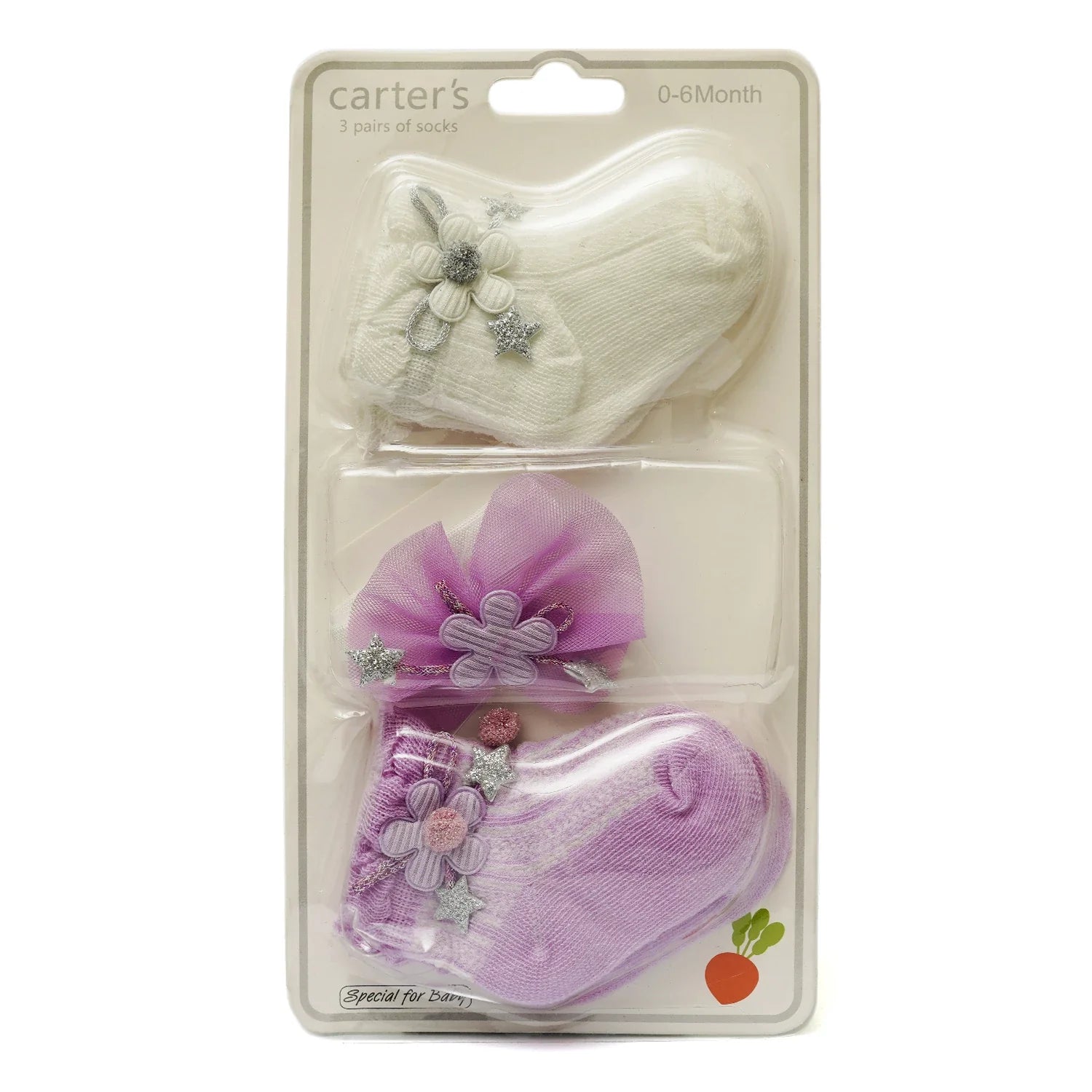 Baby Socks Pack of 3 with Matching Headband