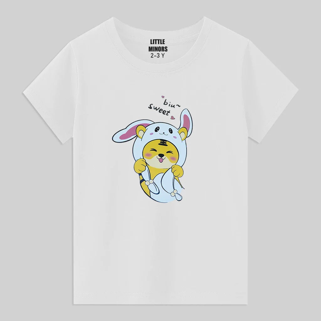 Kids Jersey Cotton Sticker T-Shirt - White
