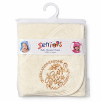 Baby hooded towel by Little Minors, made of 100% soft cotton, featuring a cozy hood and plush texture for newborn bath time.