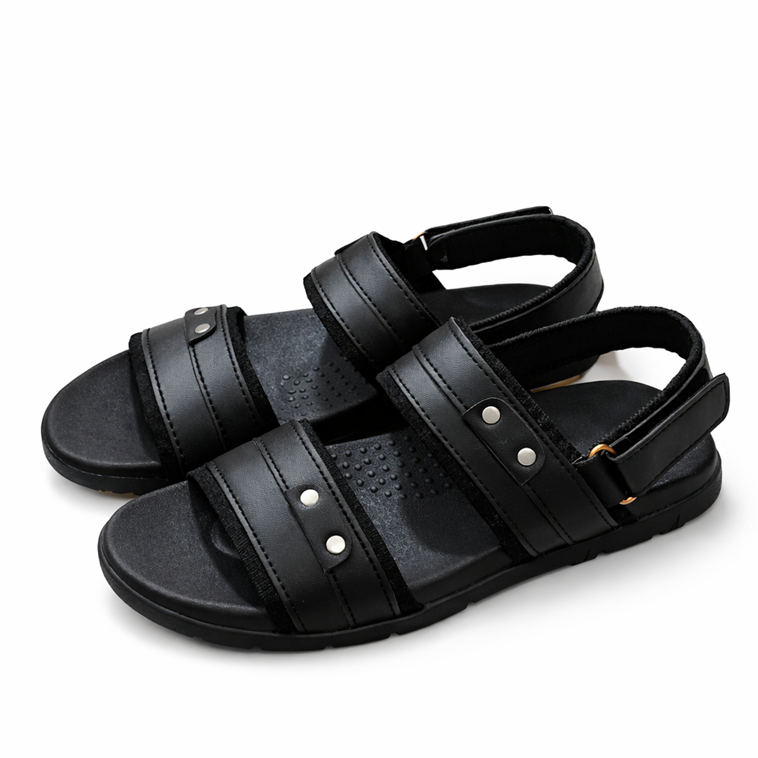 Men’s Black Casual Sandals – Comfortable Double Strap Summer Sandals