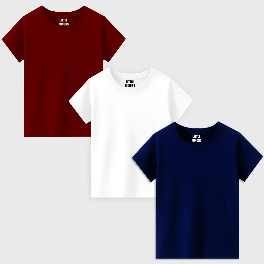 Kids Basic Cotton T-Shirt - Pack of 3