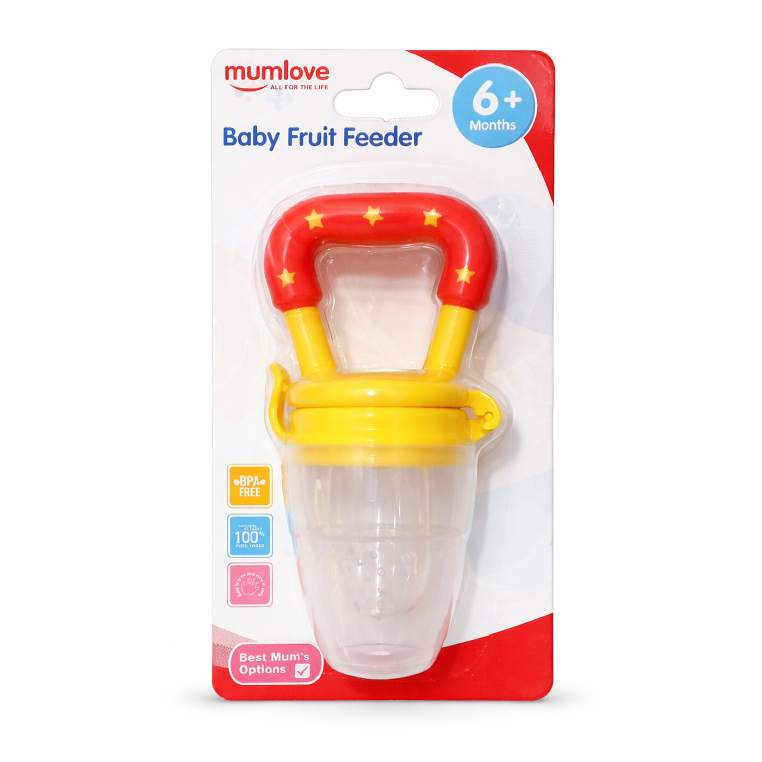 Silicone baby fruit feeder from Little Minors, BPA-free and safe for babies 6 months and older, showing a colorful fruit-filled feeder. - hover image