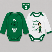 Pack of 2 Romper I Am Cute Because I Am Pakistani Baby Bodysuit Independence Day Cotton Romper