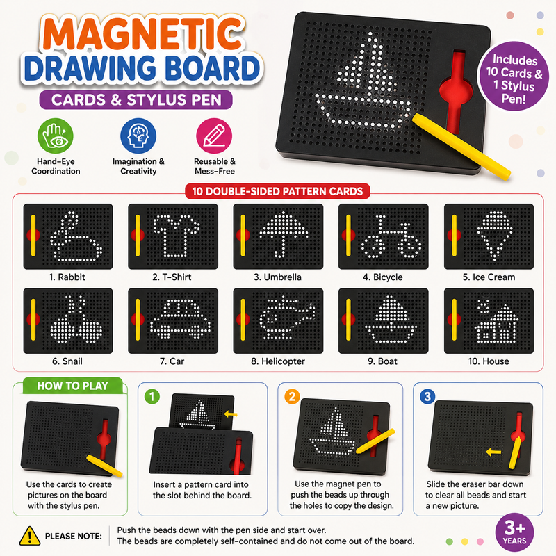 Magnetic Drawing Board for Kids – Creative Learning Toy with Stylus Pen