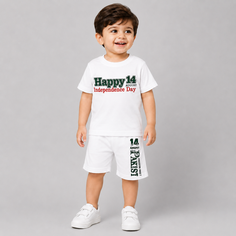 Kids 14 August Independence Day T-Shirt & Shorts Set