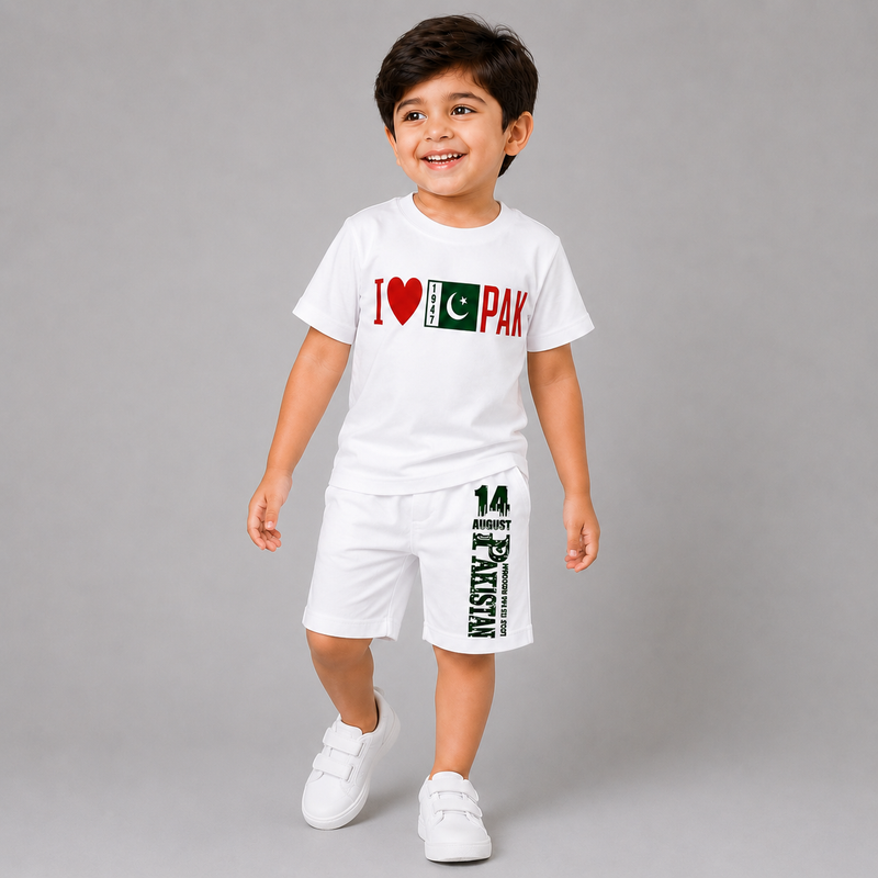 Kids 14 August Independence Day T-Shirt & Shorts Set