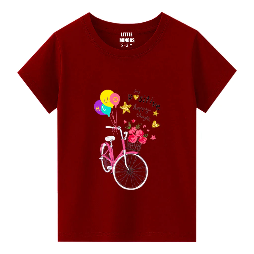 Kids Jersey Cotton Sticker T-Shirt - Red