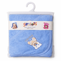 Little Minors baby hooded towel made of 100% cotton, featuring a soft, plush bath wrap with a hood for newborns.