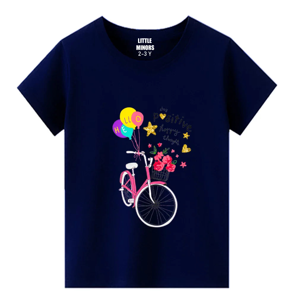 Kids Jersey Cotton Sticker T-Shirt - Blue