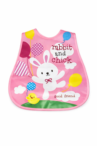 Little Minors waterproof baby bib with cartoon print, washable feeding apron for babies and toddlers, features colorful and fun design.