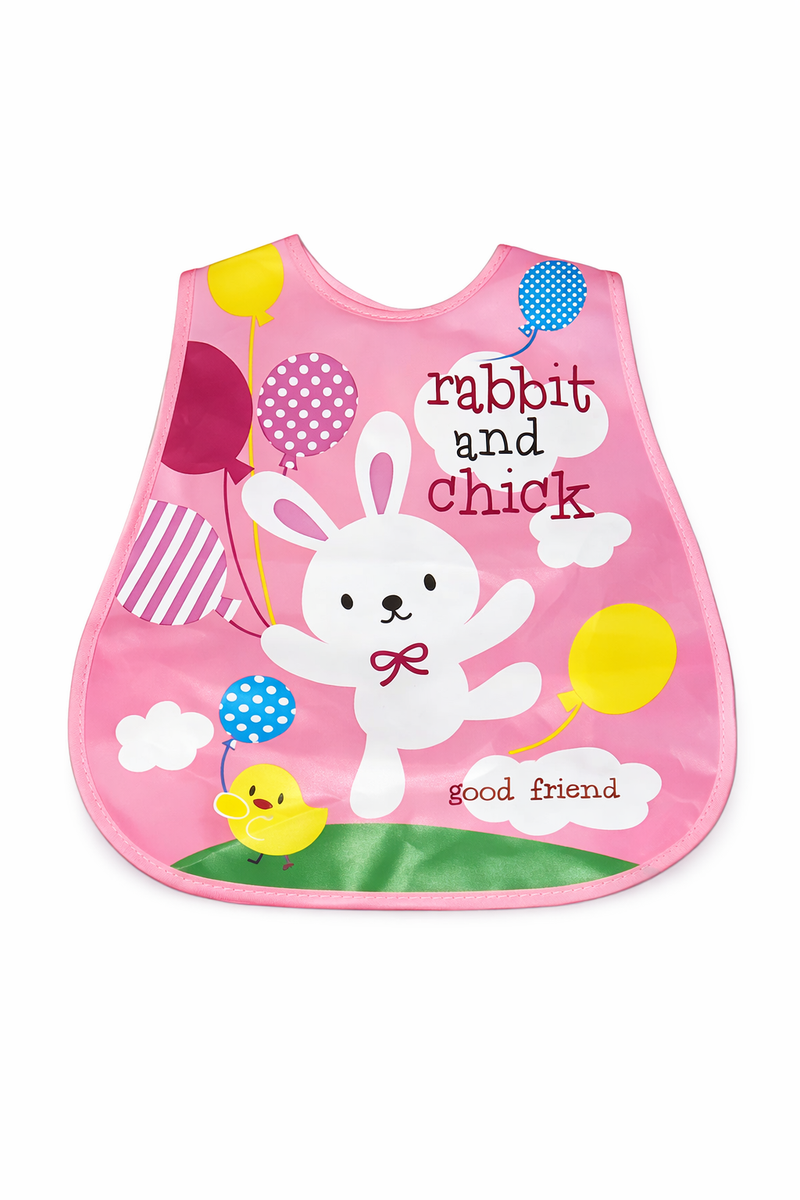 Little Minors waterproof baby bib with cartoon print, washable feeding apron for babies and toddlers, features colorful and fun design.