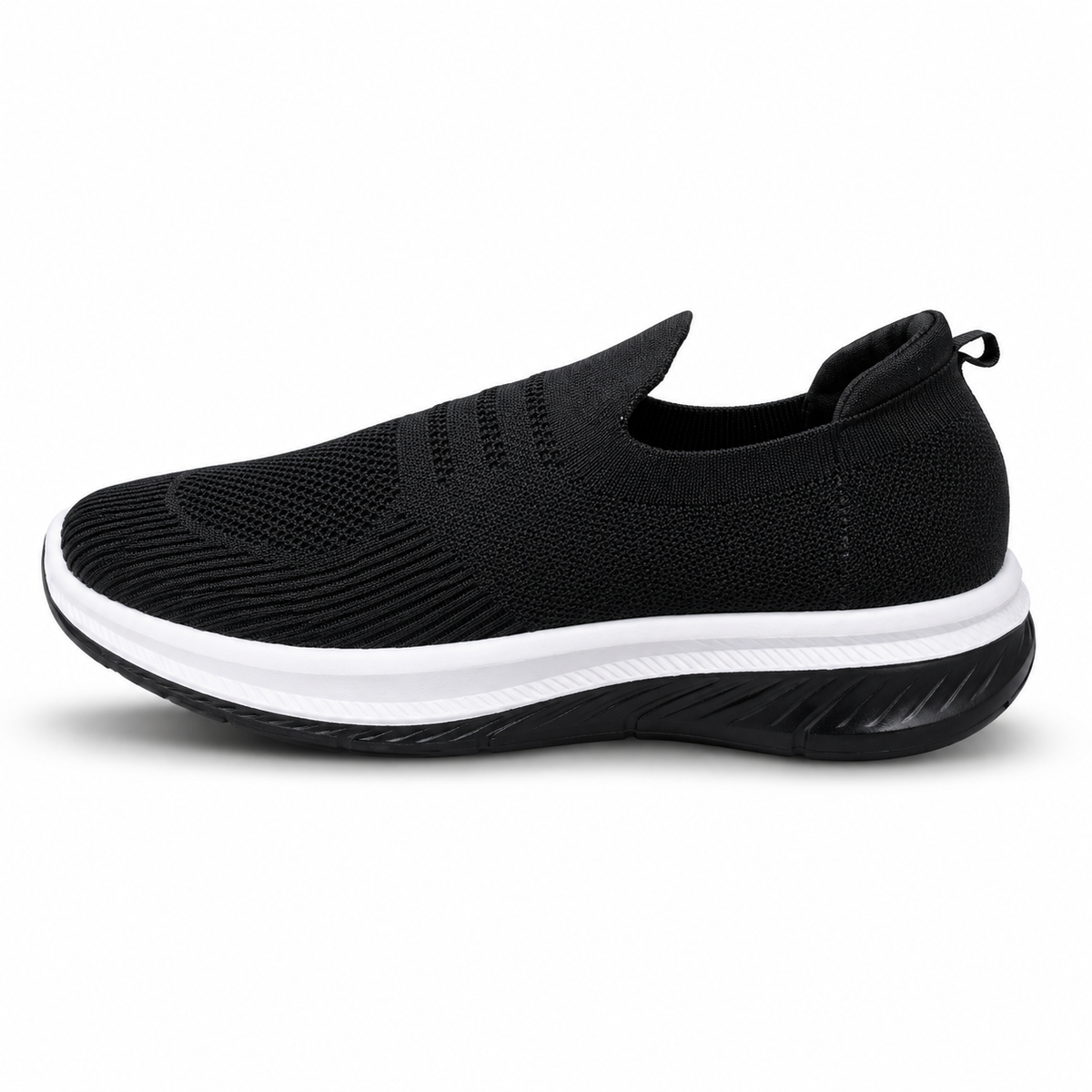 Men’s Black Knit Slip-On Sneakers Shoes ART - hover image