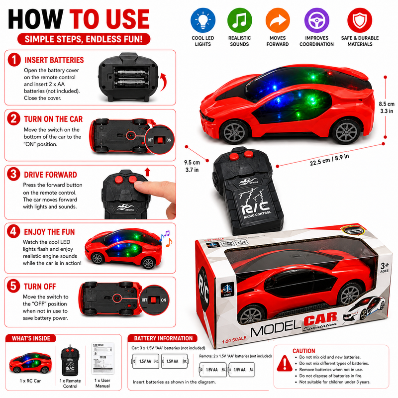 Scale Model Sports Car Toy with Light – Pull Back Toy Car