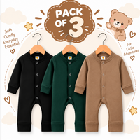 Baby Boys Winter Rompers Pack of 3 Full Sleeve Fleece Rompers