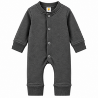 Baby Boys Winter Romper Charcol Full Sleeve Fleece Romper