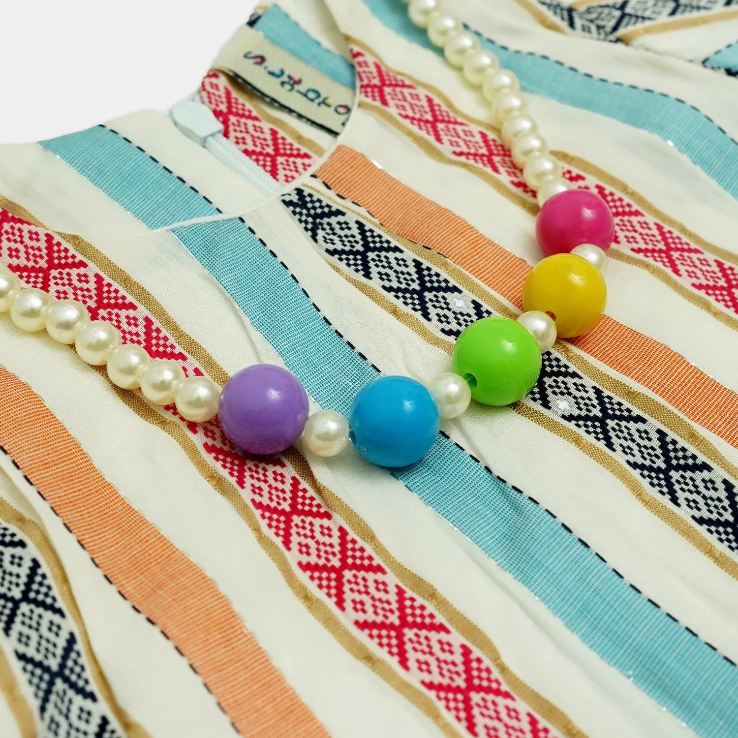 Girls’ 3-Piece Set – Shirt, Skirt & Bead Necklace