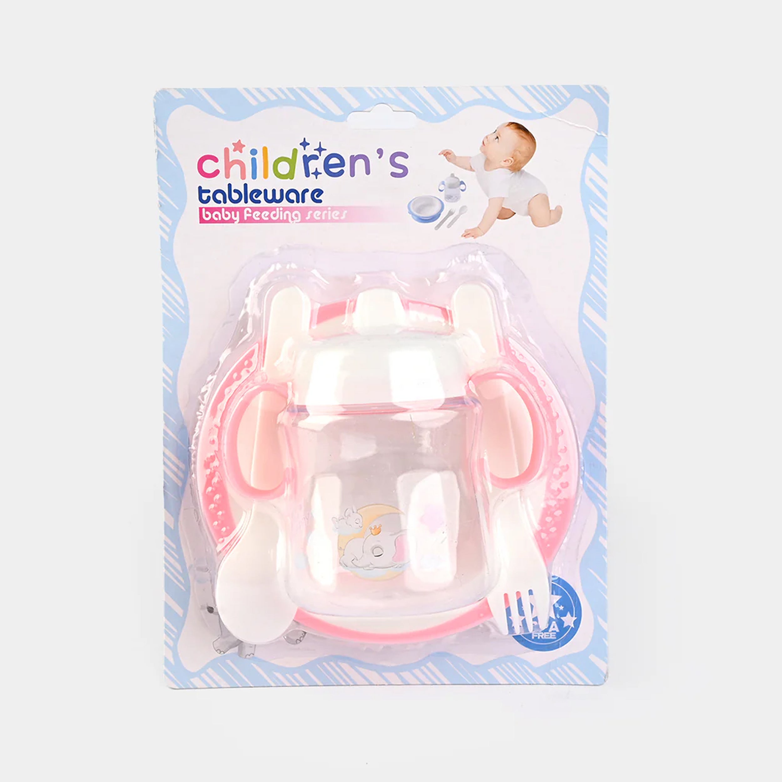 Baby Tableware - Bottle, Spoon, Fork and Suction Cup Bowel Set