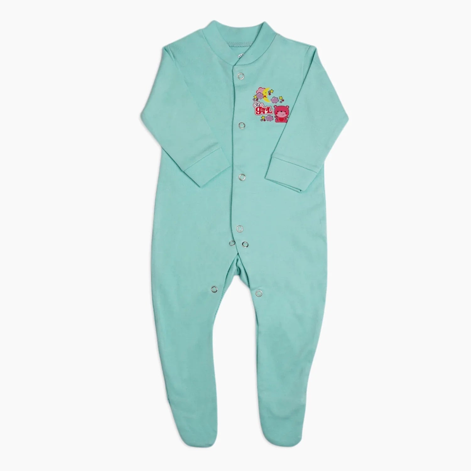 Girls 3-Piece Cotton Sleep Suit Romper Set with Socks
