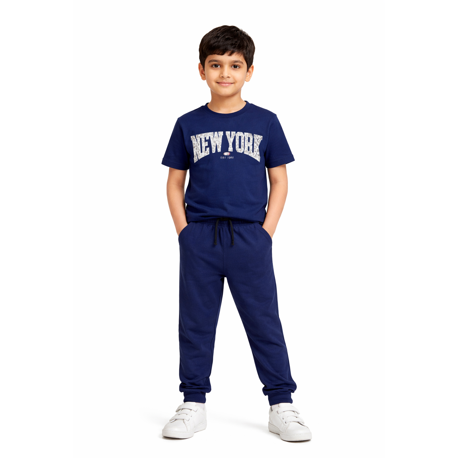 Friendly Cartoon Kids Tracksuit – Orange Cotton Summer Set for Boys