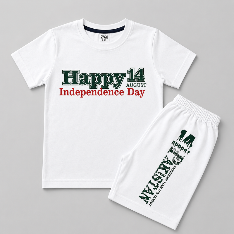 Kids 14 August Independence Day T-Shirt & Shorts Set